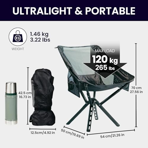Sitpack Campster 2 Lightweight Portable Camping Chair for Adults with Aluminum Frame & Quick Set-up Outdoor Hiking Trave