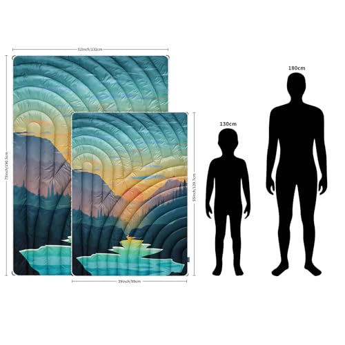 Warm Thick Camp Blankets with Sherpa Lining Soft Fleece Camping Blanket Puffy Camping Quilt for Cold Weather Outdoor Cam