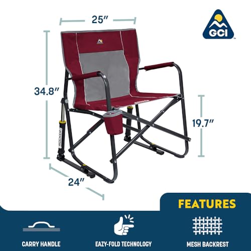 GCI OUTDOOR Freestyle Rocker Camping Chair for Outdoor Adventure | Portable Folding Rocking Chair with Solid, Durable Ar