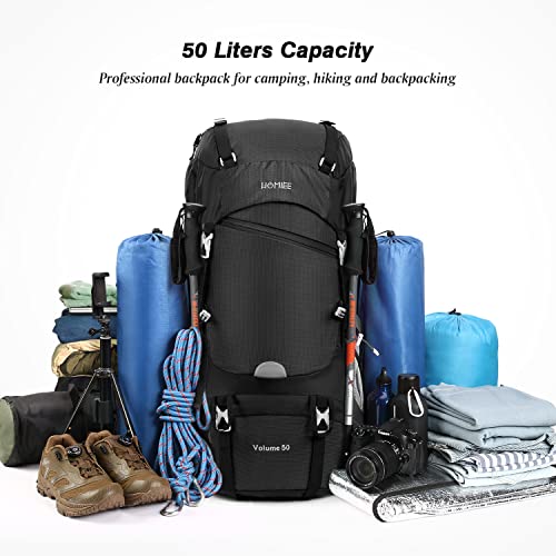 HOMIEE 50L Waterproof Hiking Backpack for Camping Lightweight Rain Cover Travel Bag