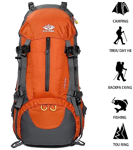 50L Men's Hiking Backpack with Rain Cover for Camping and Travel
| Lightweight 45L+5L Men's Backpacking Hiking and Camp