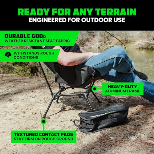 Rhino USA Collapsible Compact Lightweight Camp Chair (400lbs Capacity) for Backpacking, Hiking & Fishing - Small Foldabl