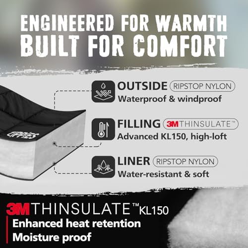 3M Thinsulate Insulation Puffy Camping Blanket for Cold Weather, Queen Size Warm Camping Quilt with Zipper, Waterproof O